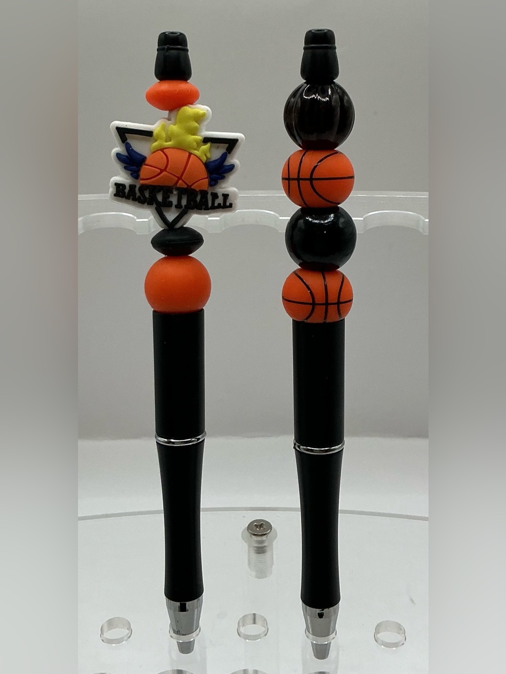 MENS PENS: 2 HANDMADE BEADED PENS FOR MEN BASKETBALL THEME